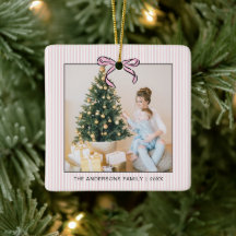 Schattige Coquette Roze Strik Foto Kerstmis 