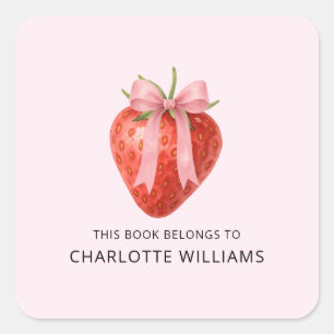 Schattige Coquette Strik Aardbei Terug naar School Vierkante Sticker