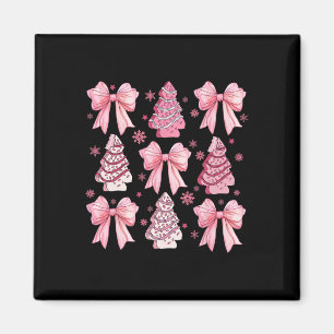 Schattige Coquette Strik Roze Kerstboom Cake Grapp Magneet