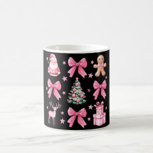 Schattige Coquette Strik Roze Kerstmis Kerstman Pe Magische Mok