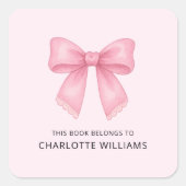 Schattige Coquette Strik Stijlvolle Terug Naar Sch Vierkante Sticker (Voorkant)