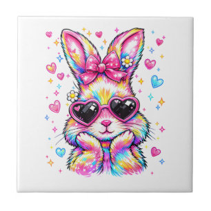 Schattige Coquette Tie Dye Konijn Paashaas Vrouwen Tegeltje