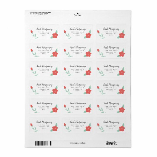 Schattige Coral Floral Garden Retouradres Etiket (Full Sheet)