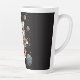 Schattige Corgi Astronaut Drijvend in de Ruimte Latte Mok