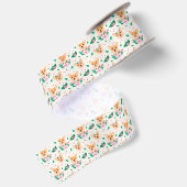Schattige Corgi Bloemenlint Satijnen Lint (Achterkant)