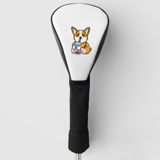 Schattige Corgi Boba Golfheadcover (Voorkant)