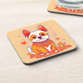Schattige Corgi Cartoon Bier Onderzetter (Linkerzijde)