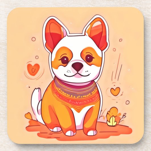 Schattige Corgi Cartoon Bier Onderzetter (Voorkant)