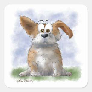 Schattige Corgi Cartoon Vierkante Sticker
