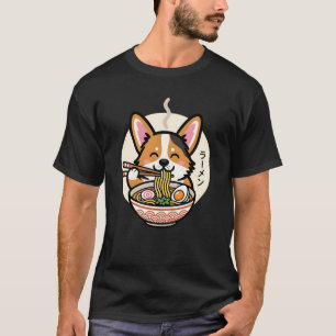 Schattige Corgi die Ramen Noedels eet Japans eten T-shirt