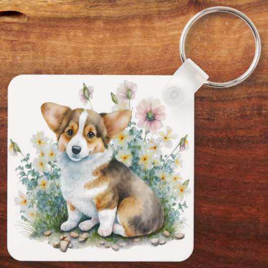 Schattige Corgi Dog Sleutelhanger (Achterkant)