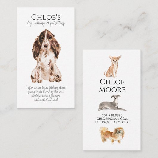 Schattige Corgi Dog Walker Pet Sitter Visitekaartj Visitekaartje (Voorkant / Achterkant)