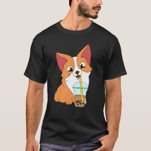 Schattige Corgi drinkt melkthee met parels T-shirt