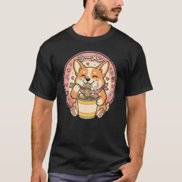 Schattige Corgi Eet Ramen Kawaii Japanse Noedel  T-shirt