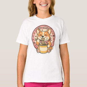 Schattige Corgi Eet Ramen Kawaii Japanse Noedel T-shirt