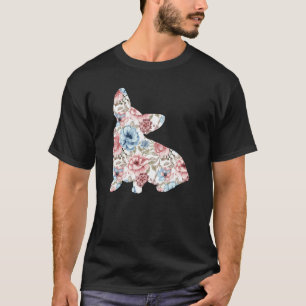 Schattige Corgi-eigenaar Bloem Bloem Silhouet Hond T-shirt