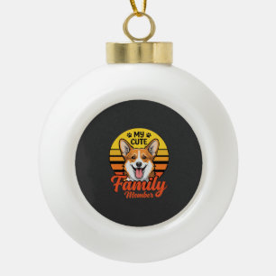 Schattige Corgi Familie Lid Hond Liefhebber Keramische Bal Ornament