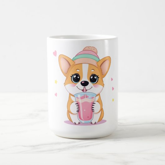 Schattige Corgi Genieten van een Smoothie Koffiemok (Center)