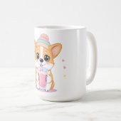 Schattige Corgi Genieten van een Smoothie Koffiemok (Voorkant rechts)