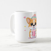 Schattige Corgi Genieten van een Smoothie Koffiemok (Voorkant links)