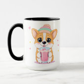 Schattige Corgi Genieten van een Smoothie Mok (Links)