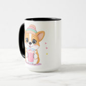 Schattige Corgi Genieten van een Smoothie Mok (Voorkant links)