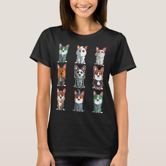 Schattige Corgi Halloween Halloween T-shirt (Voorkant)