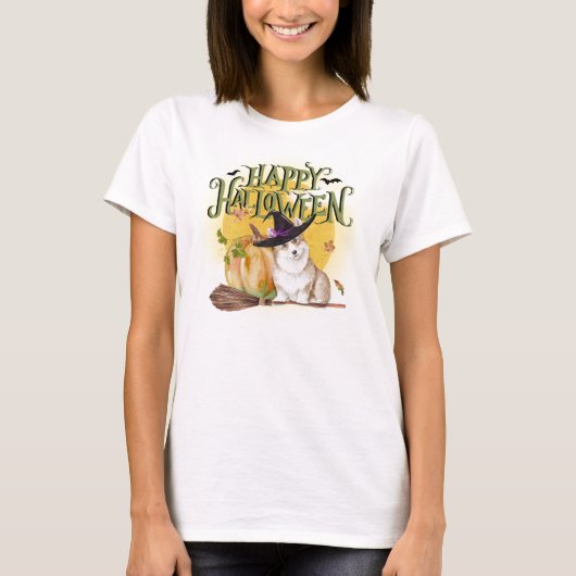 Schattige Corgi Halloween T-shirt (Voorkant)