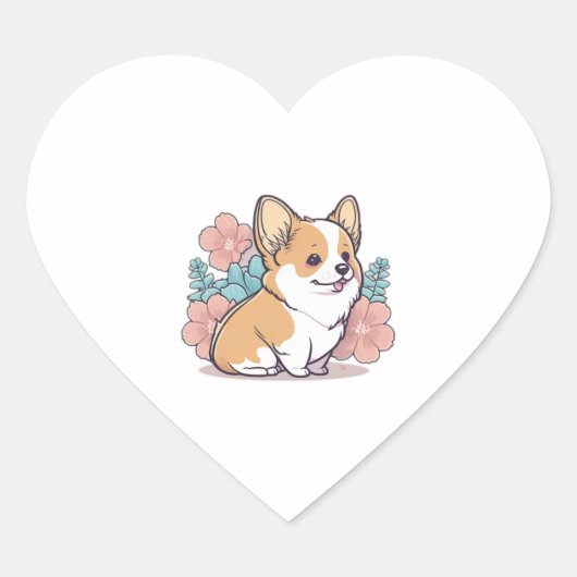 schattige corgi hart sticker (Voorkant)