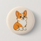 Schattige Corgi Hond Beige Ronde Button 5,7 Cm (Voorkant)
