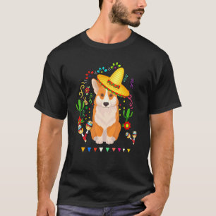 Schattige Corgi Hond Dier Mexicaans Cinco De Mayo  T-shirt