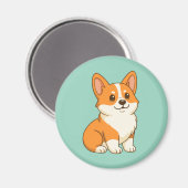 Schattige Corgi Hond Groen Magneet (Voorkant / Achterkant)