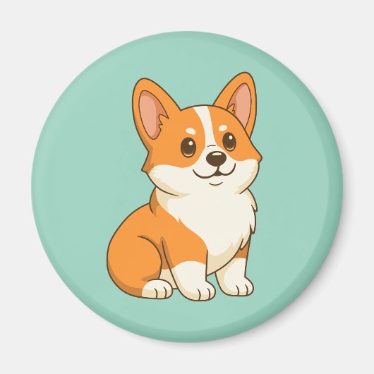 Schattige Corgi Hond Groen Magneet (Voorkant)