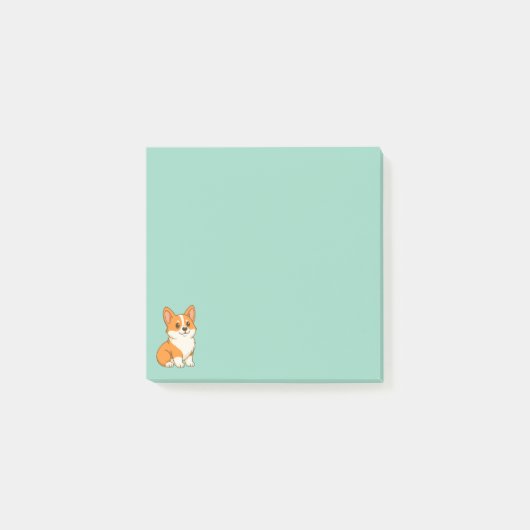 Schattige Corgi Hond Groen Post-it® Notes (Voorkant)