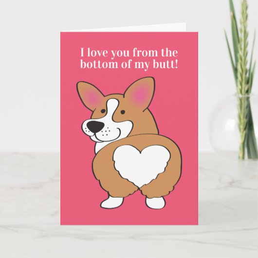 Schattige Corgi-hond Hart Kont Valentijnsdag Feestdagen Kaart (Voorkant)
