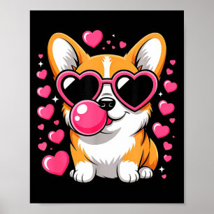 Schattige Corgi Hond Hart Zonnebril Valentijnsdag Poster