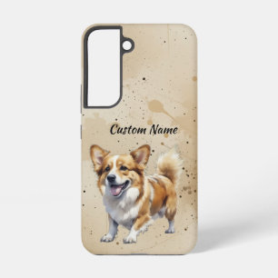 Schattige Corgi Hond Huisdier Aangepaste Naam Samsung Galaxy Hoesje