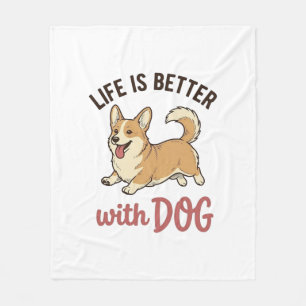 Schattige Corgi Hond Leven Is Beter Met Hond Desig Fleece Deken