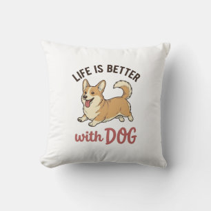 Schattige Corgi Hond Leven Is Better Met Hond Desi Kussen