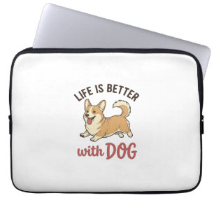 Schattige Corgi Hond Leven Is Better Met Hond Desi Laptop Sleeve