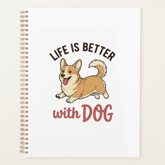 Schattige Corgi Hond Leven Is Better Met Hond Desi Planner (Voorkant)
