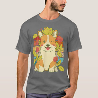  schattige corgi-hond met een schattige kikker en  t-shirt