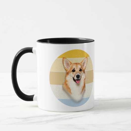 Schattige Corgi Hond Retro Zonsondergang Mok (Links)