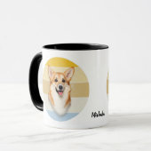 Schattige Corgi Hond Retro Zonsondergang Mok (Voorkant links)