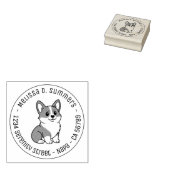 Schattige Corgi Hond Ronde Adres Rubberstempel (Gestempeld)