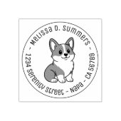 Schattige Corgi Hond Ronde Adres Rubberstempel (Afrduk)