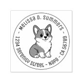Schattige Corgi Hond Ronde Adres Zelfinktende Stempel (Design)
