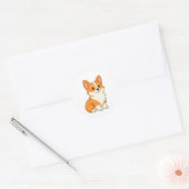 Schattige Corgi Hond Ronde Sticker (Envelop)