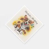 Schattige Corgi-hond Zonnebloemen Verjaardag Servet (Hoek)