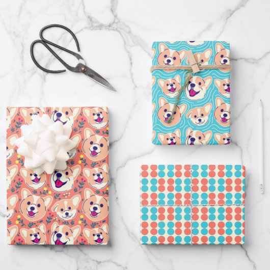 Schattige Corgi Honden Inpakpapier Vel (Voorkant)